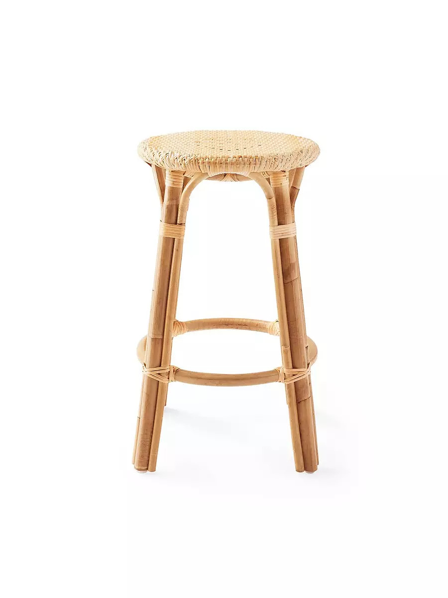Sunwashed Riviera Rattan Backless Counter Stool | Serena and Lily