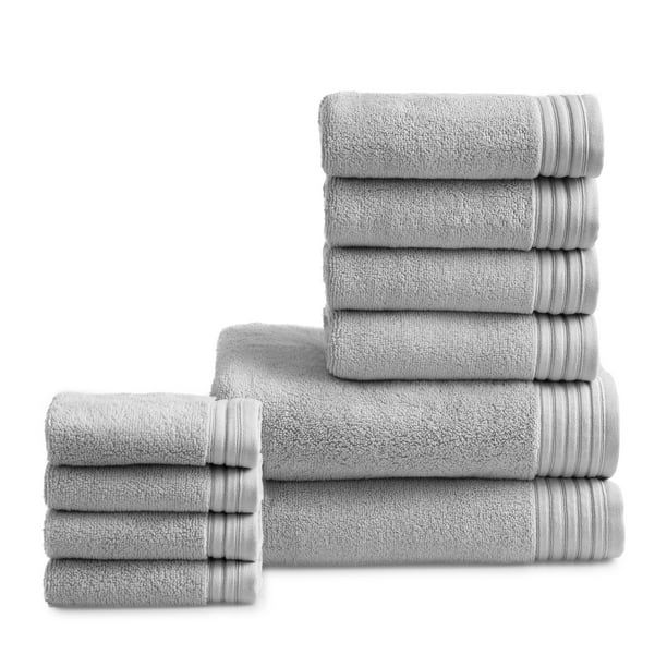 Hotel Style Egyptian Cotton Towel 10-Piece Set, Light Gray - Walmart.com | Walmart (US)