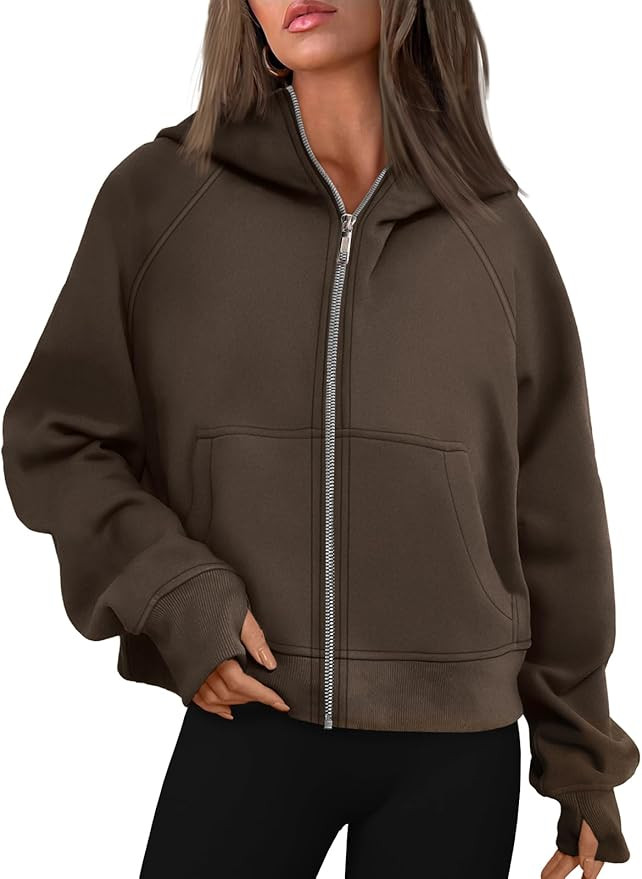 AUTOMET Womens Zip Up Cropped Hoodies Fleece Oversized Sweatshirts Full Zip Jackets Y2k Fall Clot... | Amazon (US)