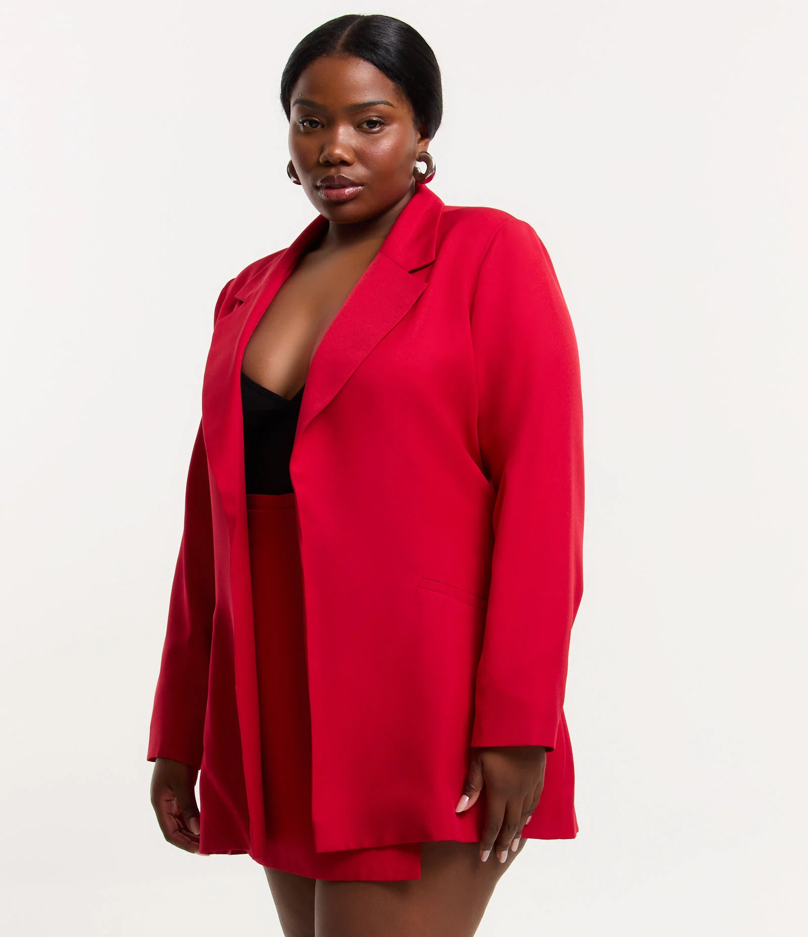 Blazer Alongado Alfaiataria sem Fechamento Curve & Plus Size Vermelho - Lojas Renner | Renner (BR)