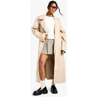 Womens Maxi Wool Look Coat - Beige - 10 | boohoo (US & Canada)