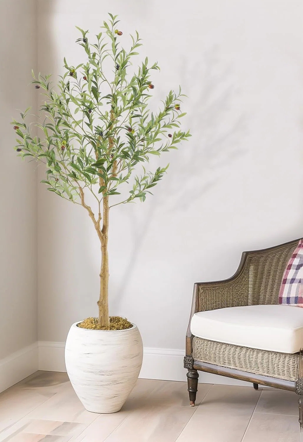 Primrue Tall Faux Olive Tree,5Ft(60in) Realistic Texture Potted Silk Artificial Olive Tree. | Way... | Wayfair North America