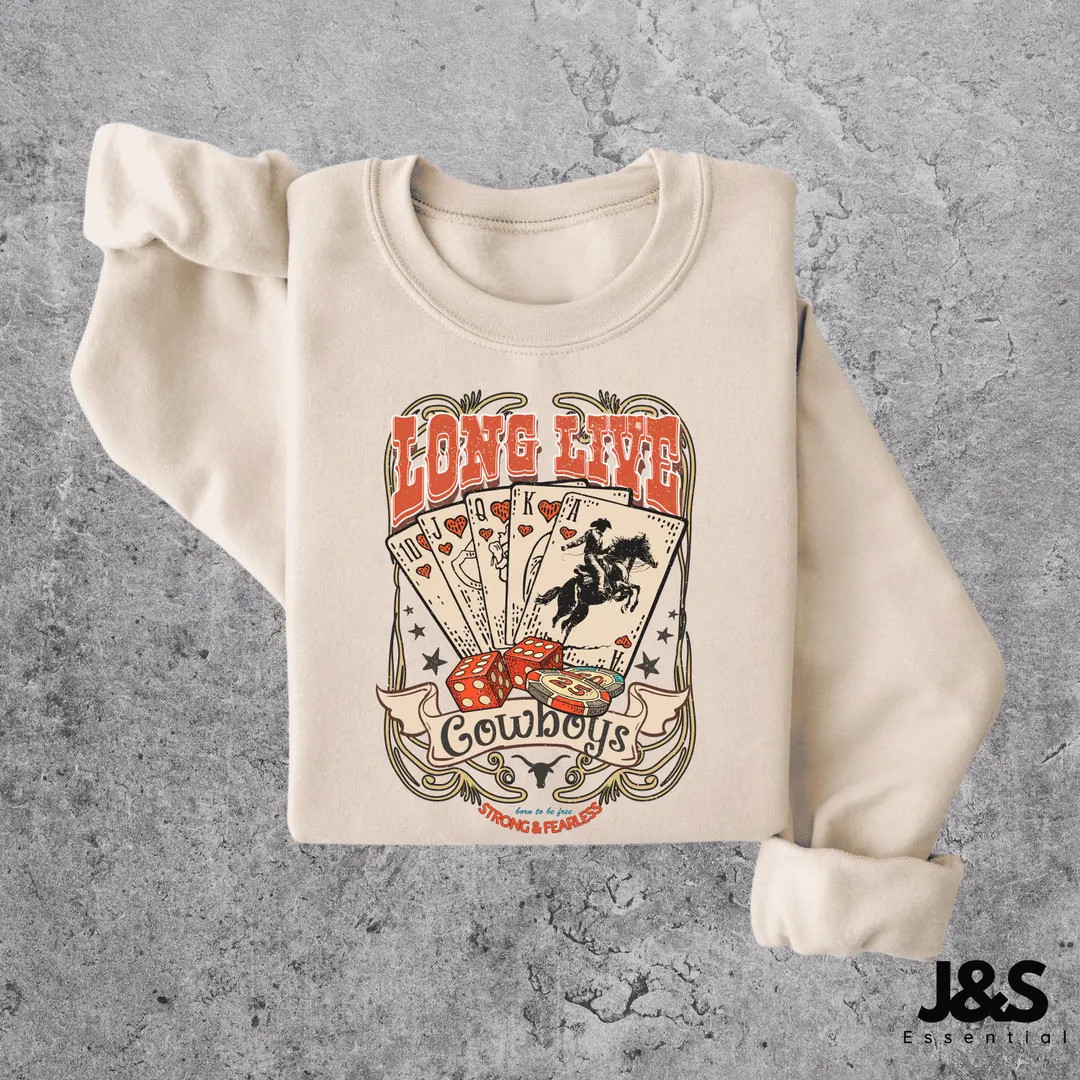 Long Live Cowboy Vintage Graphic Sweatshirt, Rodeo Sweatshirt, Rodeo Lovers, Funny Cowboy Sweatsh... | Etsy (US)