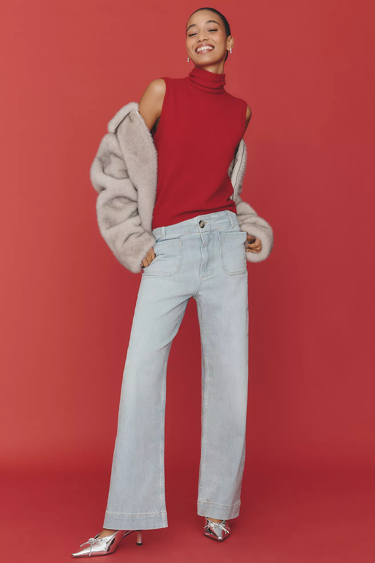 The Colette Full-Length Sparkle Jeans by Maeve | Anthropologie (US)