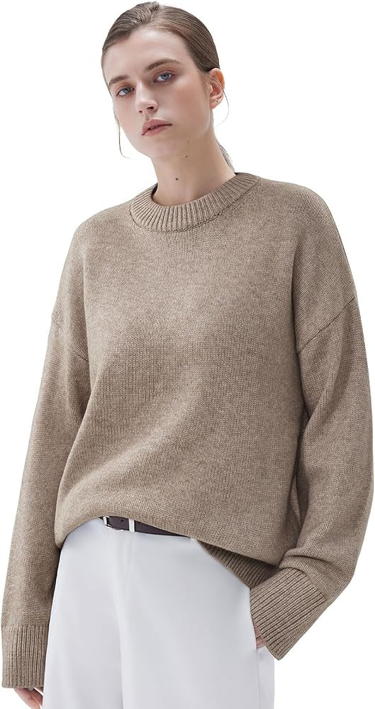 SUUKSESS Women Cashmere Blend Oversized Sweaters Long Sleeve Pullover Tops | Amazon (US)