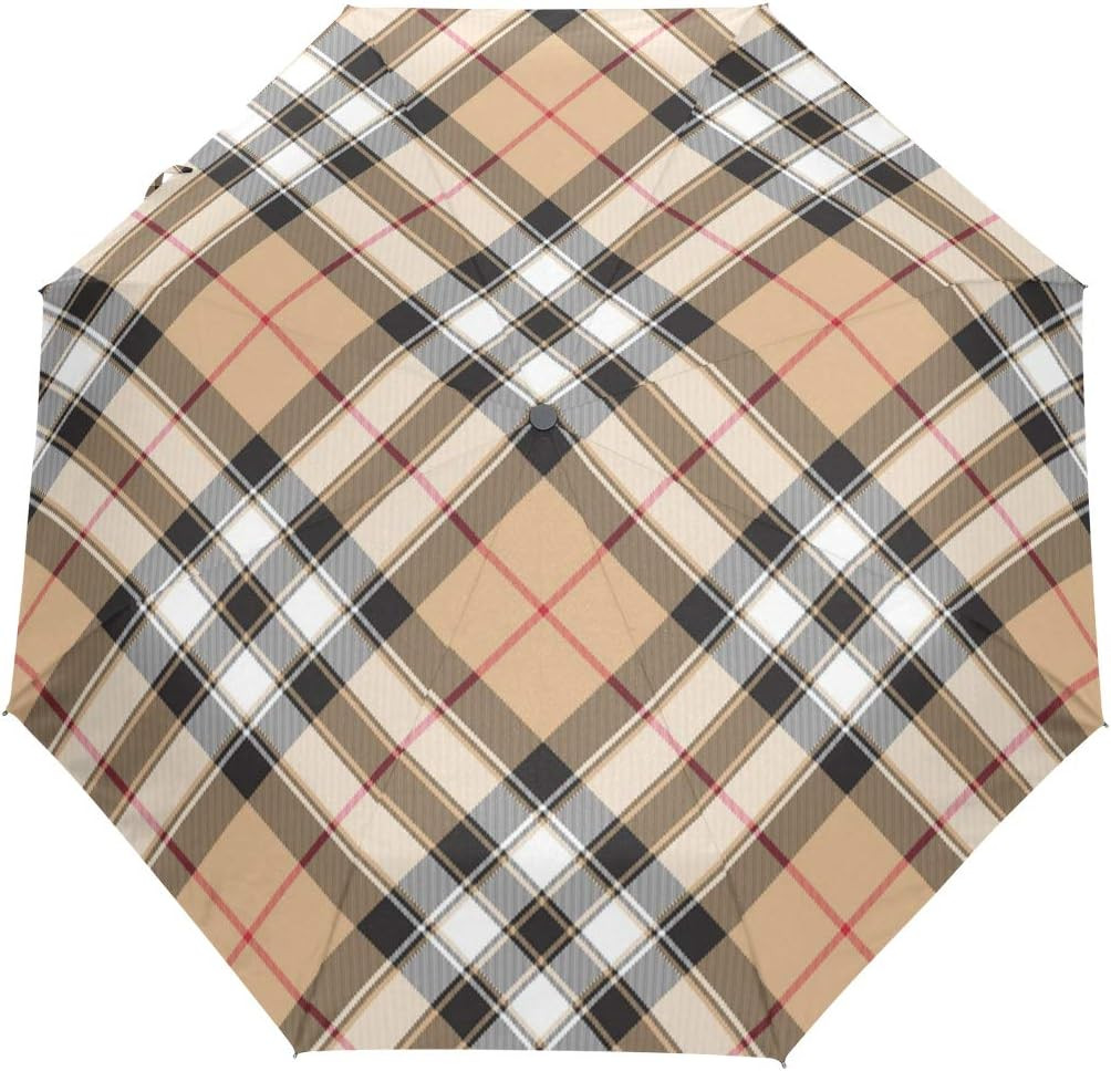 Vintage Scotland Plaid Diagonal Umbrella Automatic Auto Open Close Travel Sun Blocking Windproof ... | Amazon (US)