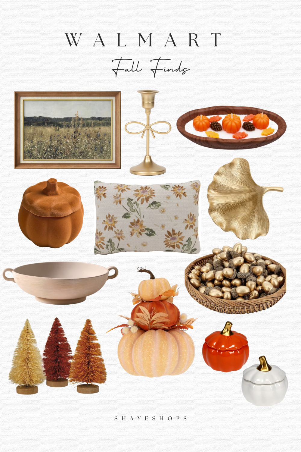 Walmart fall decor, home decor, autumn decor, leaves, pumpkins, bowl, wall art, vintage, classic, modern, gold, orange, brown, rust red, candlestick, candle @walmart 

 #LTKxWalmart #LTKSeasonal #LTKHome