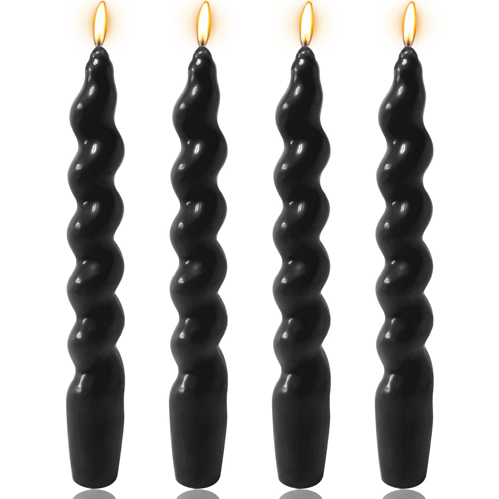 4 Pack 7 Inch Black Spiral Taper Candles, Unscented Dripless Twisted Fat Candlesticks for Home D... | Amazon (US)