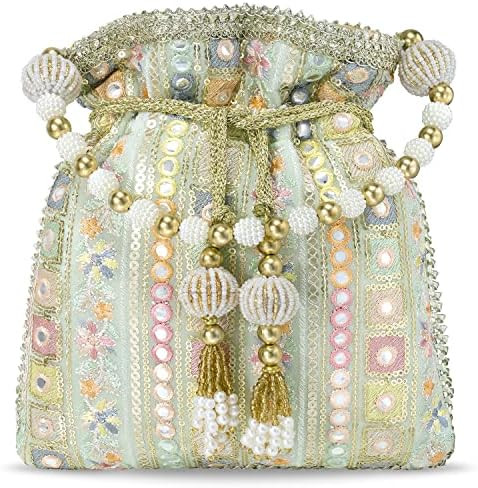 Aheli Indian Potli Bags Gift for Women Evening Bag Clutch Ethnic Bride Purse with Drawstring | Amazon (US)