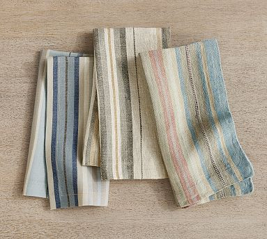 Lonnie Striped Linen Napkins - Set of 4 | Pottery Barn (US)