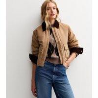 Women's Tan Contrast Collar Cropped Barn Jacket New Look | New Look (UK)