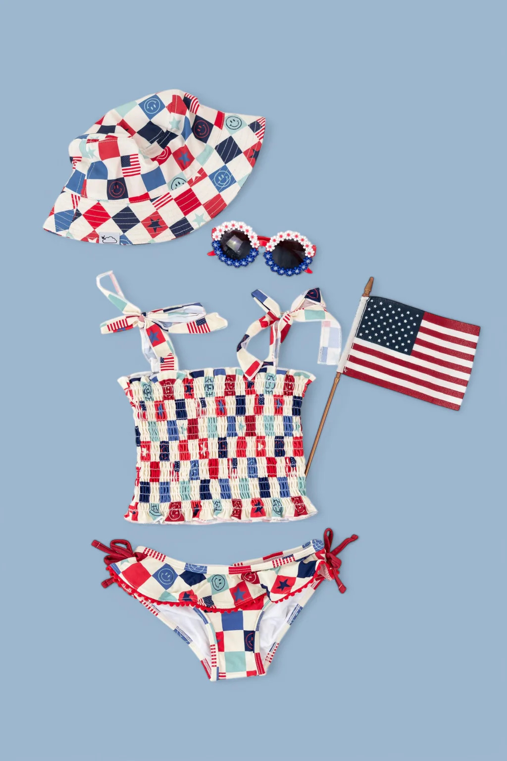 HOME OF THE FREE CHECKERS DREAM TANKINI TWO PIECE SWIM SUIT | Dream Big Little Co.