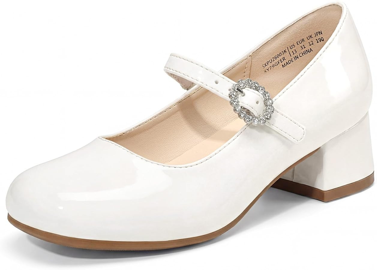 DREAM PAIRS Girls Dress Shoes Mary Jane Low Heels Flower Wedding Party Pump Prom Footwear for Lit... | Amazon (US)