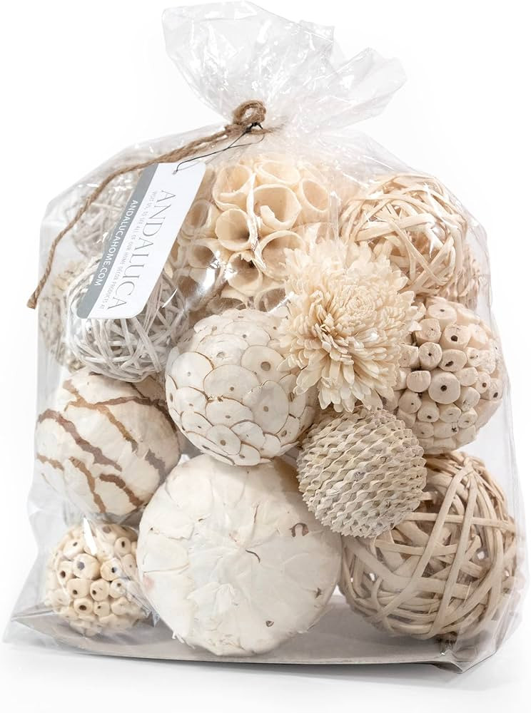 ANDALUCA Large Decorative Balls Bowl Filler Decor Orbs White & Cream (Natural White) | Amazon (US)