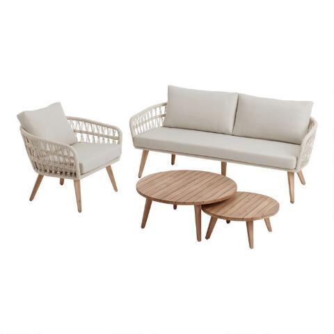 Antique White Woven Rope Nevis Outdoor Furniture Collection | World Market