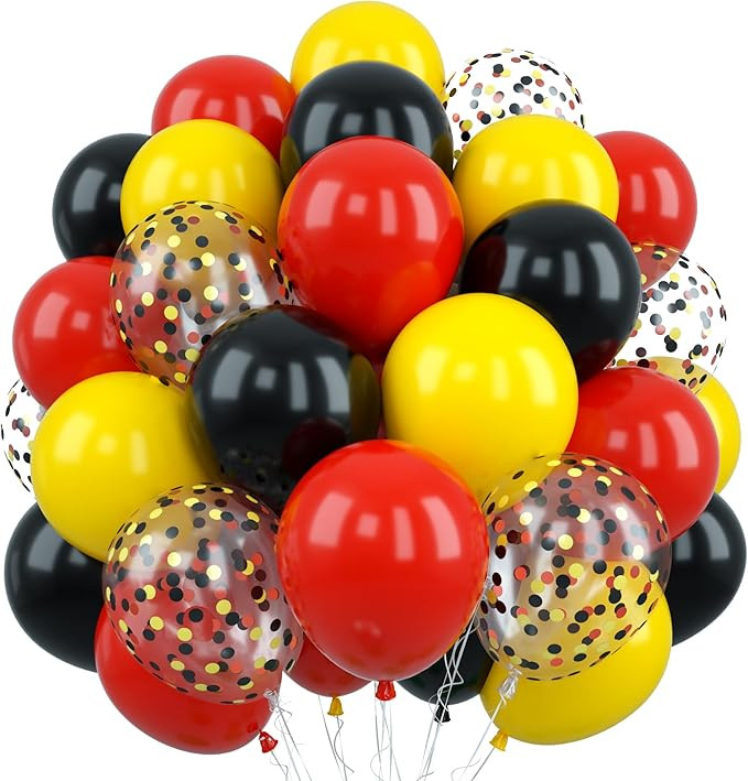 12Inch Red Yellow Black Balloons, Color Helium Party Balloon Yellow Red Black Latex Balloons with... | Amazon (US)