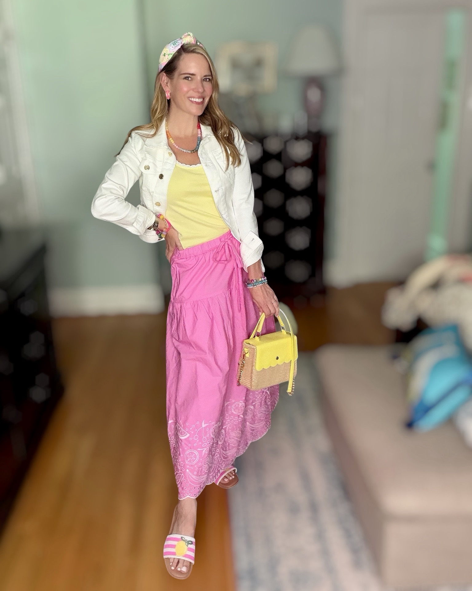 Pink Lemonade Summer Style 🍋💗

Bright colors, playful accessories, and all the happy summer vibes! This look pairs the Free Assembly pink embroidered midi skirt with the Lilly Pulitzer Gabbie Crochet Trimmed Knit Tank, Seaspray Linen Jacket, lemon beaded sandals, and the cutest yellow scalloped woven bag. Finished with colorful gemstone jewelry and a floral headband for the perfect preppy summer outfit. ✨🌸🍋

Free Assembly skirt (wearing XS), Lilly Pulitzer Gabbie tank, Lilly Pulitzer Seaspray Linen Jacket, Packed Party woven bag, colorful gemstone jewelry, floral headband, and lemon slides for a fun summer look that’s perfect for brunch, vacation, farmers markets, and everyday summer style. 💛🩷

#ltkstyle #summeroutfit #preppystyle #lillypulitzerstyle #colorfulfashion #pinkandyellow #summerfashion #vacationstyle #femininefashion #ootd ✨🍋🩷🌸💛

#LTKOver40 #LTKPetite #LTKootd