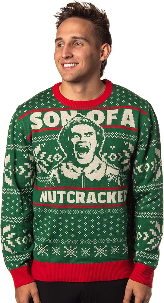 Bioworld ELF The Movie Men's Buddy Son of a Nutcracker Ugly Christmas Adult Holiday Knit Pullover... | Amazon (US)