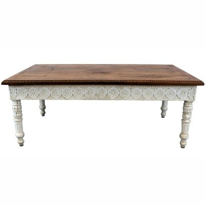 HomeRoots 48" Brown and Ivory Solid Wood Coffee Table | Target