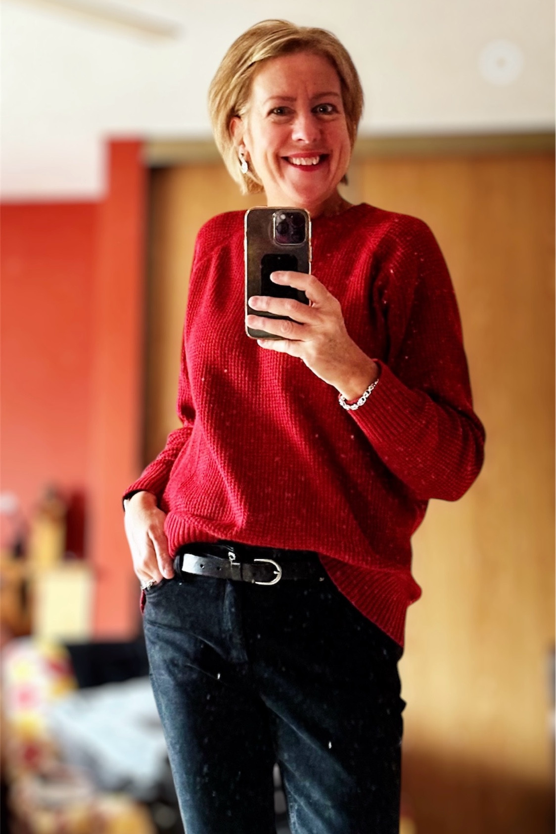 Is red your color? 

There are so many different shades of red .  
This sweater is a bold red,  worn with matching red lip stain from Sephora.

The sweater is a soft waffle knit . 🧶  

The black denim jeans are a skinny cropped jean with raw edge hem .  The waist is a high rise . 

It’s the weekend !  Enjoy ! 

Red waffle sweater @oldnavy
Black denim skinny jean @mango

#bold
#sweaterweather
#red
#skinnyjean
#blackdenim
#lipstain
#sephora
#weekendvibe
#fashionablesixties

#LTKcanada #LTKover50style #LTKautumn