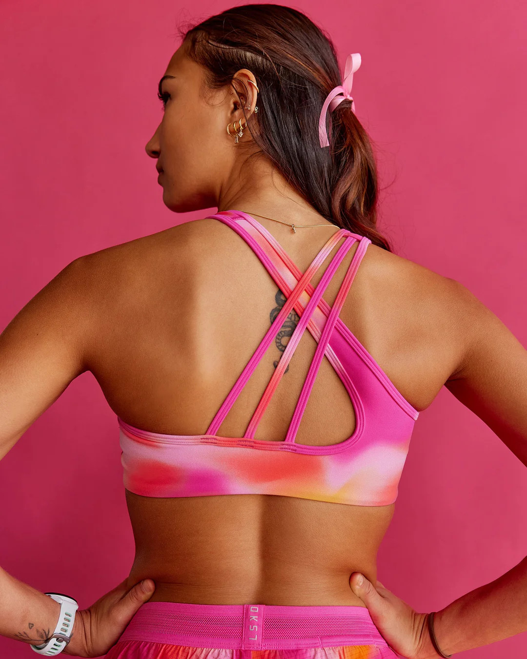 Stamina Rise Sports Bra - Pink Glow Print | LSKD | LSKD
