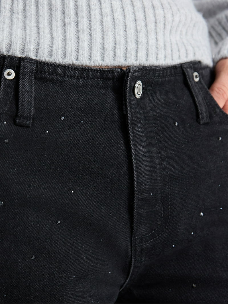 No Boundaries Studded Baggy Wide Leg Jeans, 31.5'' Inseam, Women's - Walmart.com | Walmart (US)