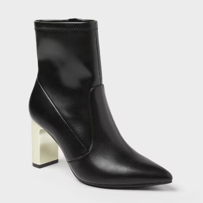 Women’s Sienna Low Shaft Heeled Boots with Memory Foam Insole - A New Day™ Black 8.5 | Target