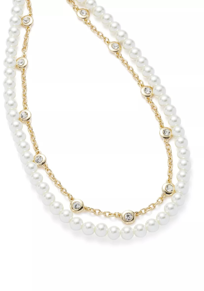 Gold Tone Pearl Collar Multirow Necklace | Belk