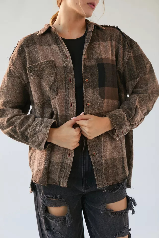 BDG Andy Flannel Distressed Button-Down Shirt | Urban Outfitters (US and RoW)