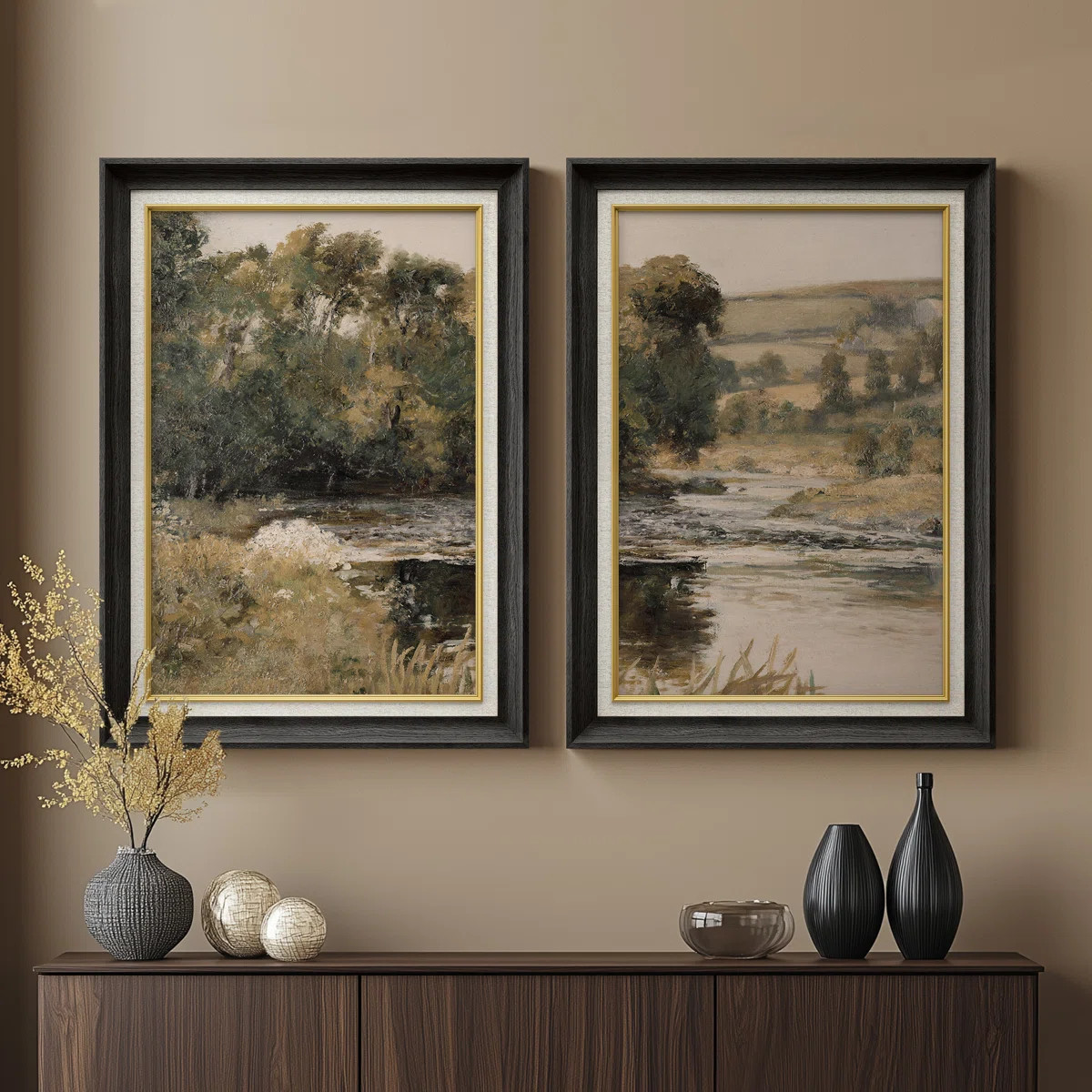 Set of 2 Premium Framed Art Artworks on Premium Canvas with 26"x36" Frame (Set of 2) | Wayfair North America