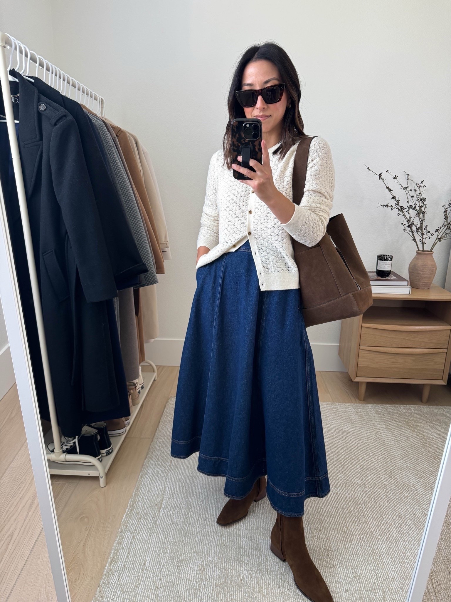 Pre-fall outfit ideas with cardigans. 

Gap cardigan small (old)
Reformation skirt small (runs small)
Steve Madden booties 6, but run tts
All Saints tote
Celine sunglasses

Petite style, fall outfits, fall fashion 

#LTKItBag #LTKPetite #LTKautumn