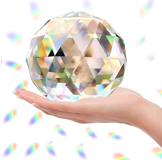 Clear Glass Crystal Ball Prism Suncatcher Rainbow Maker, Sphere Faceted Gazing Ball for Window, F... | Amazon (US)