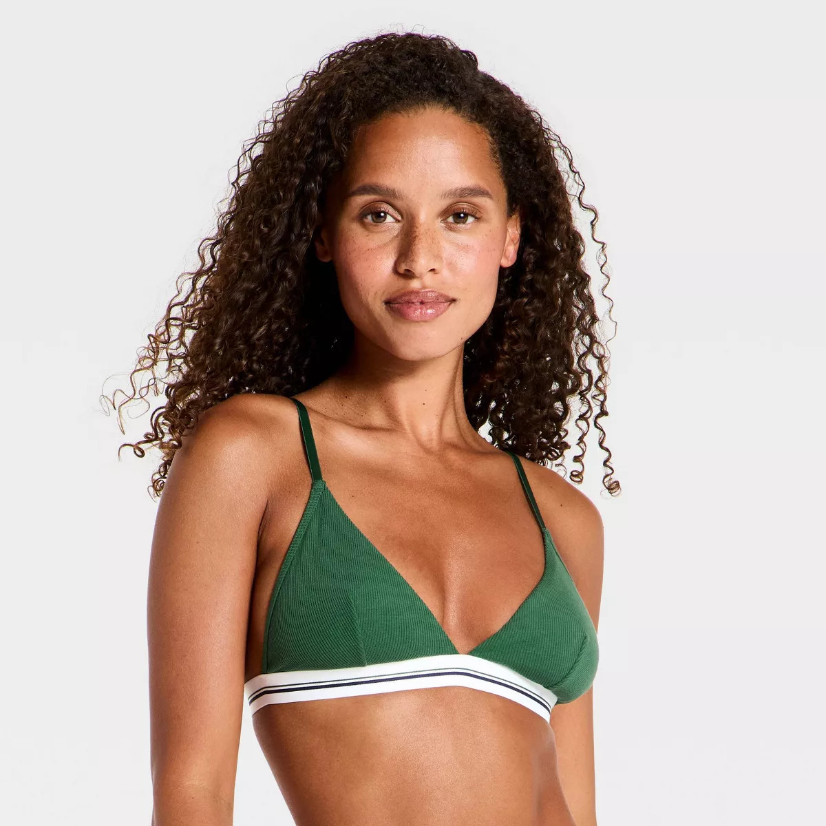 Women's Cotton Ribbed Bralette - Wild Fable\u2122 Green L | Target