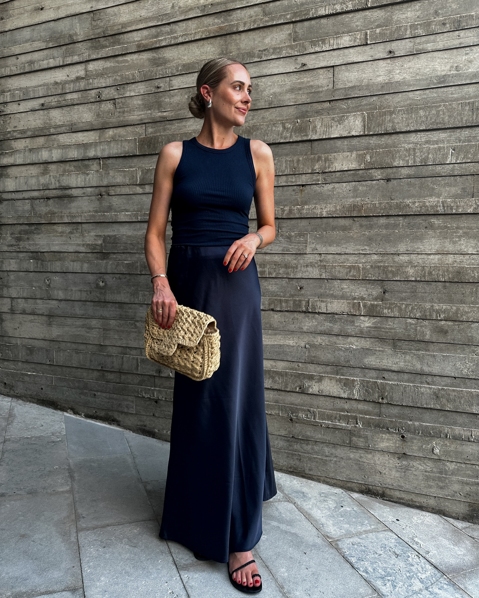 Navy tank (small) navy satin maxi skirt (small) vacation outfit 

#LTKfindsunder100 #LTKsalealert #LTKCyberWeek