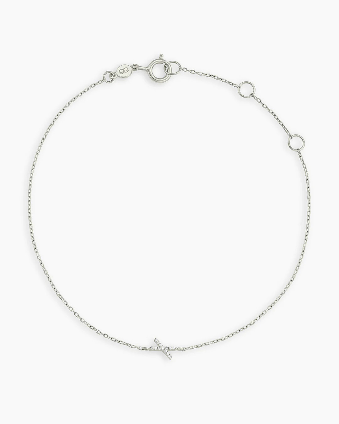 Diamond Pavé Alphabet Bracelet - X / 14K Solid White Gold | gorjana