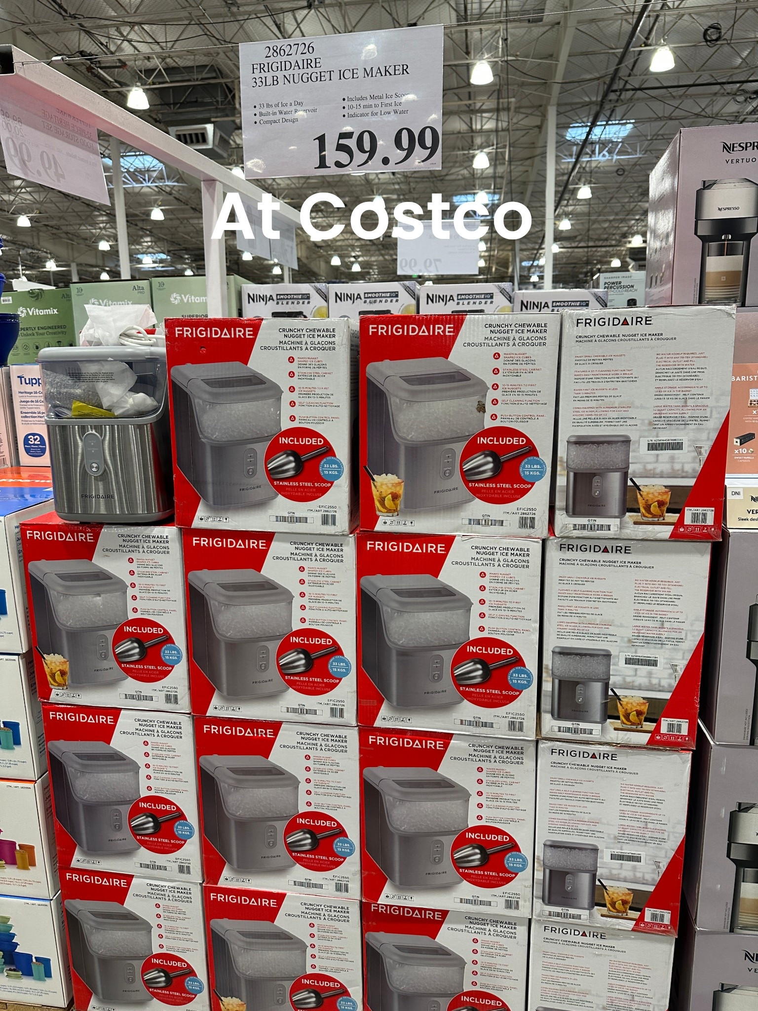 Ice maker
Pebble ice
Costco
Frigidaire 