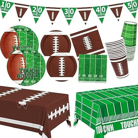 Football Party Supplies Kit Serve 25, Includes Disposable Dinner Plates, Dessert Plates, Napkins,... | Amazon (US)
