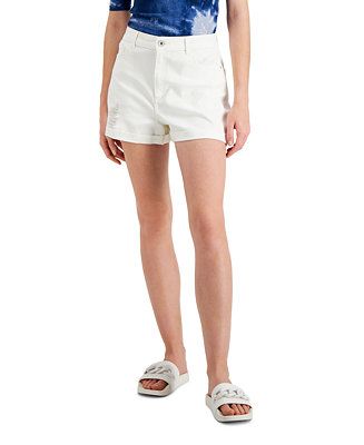 INC International Concepts High-Rise Ripped Denim Shorts, Created for Macy's & Reviews - Shorts -... | Macys (US)