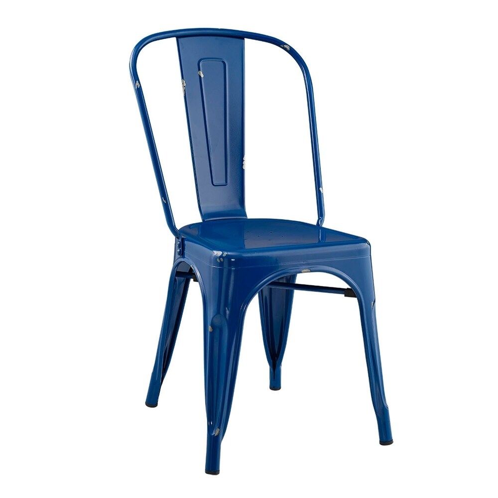 Office Accents Modern Stackable Metal Cafe Bistro Chair - Navy Blue | Bed Bath & Beyond