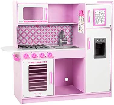 Melissa & Doug Wooden Chef’s Pretend Play Toy Kitchen With “Ice” Cube Dispenser – Cupcake Pink/White | Amazon (US)