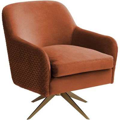 Studio 55D Ames Quilted Pumpkin Velvet Modern Swivel Club Chair | Target