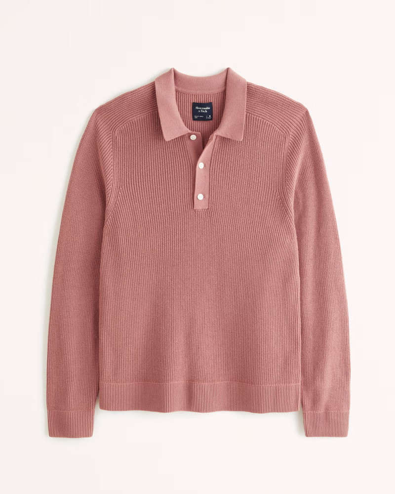 Long-Sleeve 3-Button Sweater Polo | Abercrombie & Fitch (US)