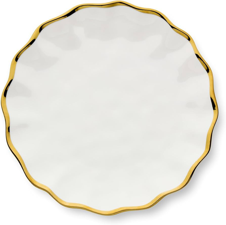 Regency Gold 11-Inch Porcelain Dinner Plates – Set of 4 Elegant Gold-Trimmed Plates – Durable... | Amazon (US)