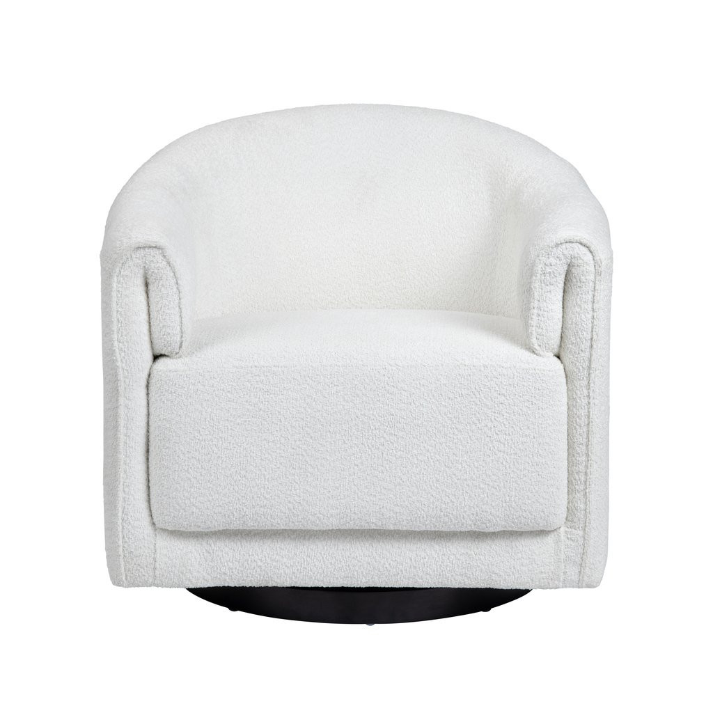 Textured Upholstered Swivel Accent Chair In Cream and Black | 1stopbedrooms
