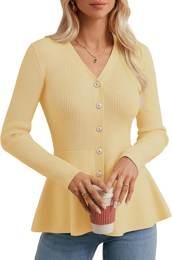 GRACE KARIN Long Sleeve Cardigan Sweaters for Women, Button Up Knit Blazer, Lightweight Business ... | Amazon (US)