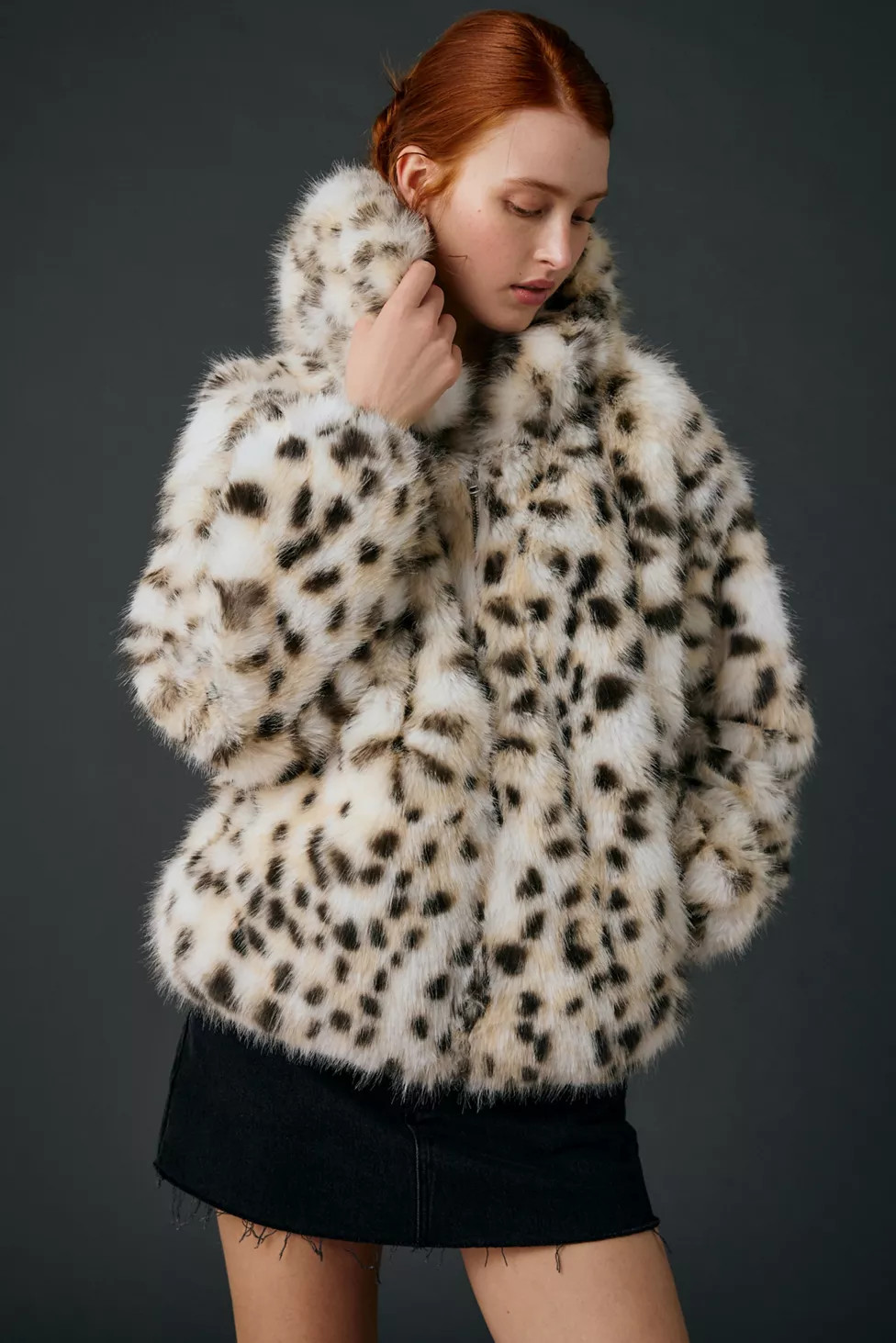 UO Sloanne Faux Fur Zip-Up Hooded Jacket | Urban Outfitters (US and RoW)