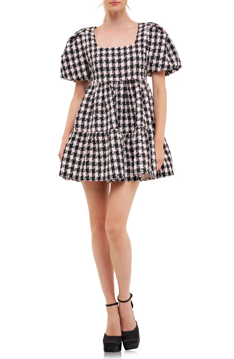 English Factory Tweed Puff Sleeve Minidress | Nordstrom | Nordstrom