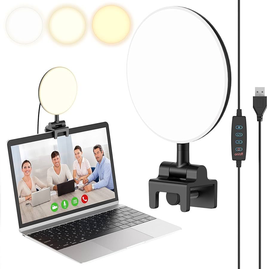 Video Conference Lighting, 4.0" Ring Light for Computer Laptop Monitor, Small Clip on Laptop Ring... | Amazon (US)