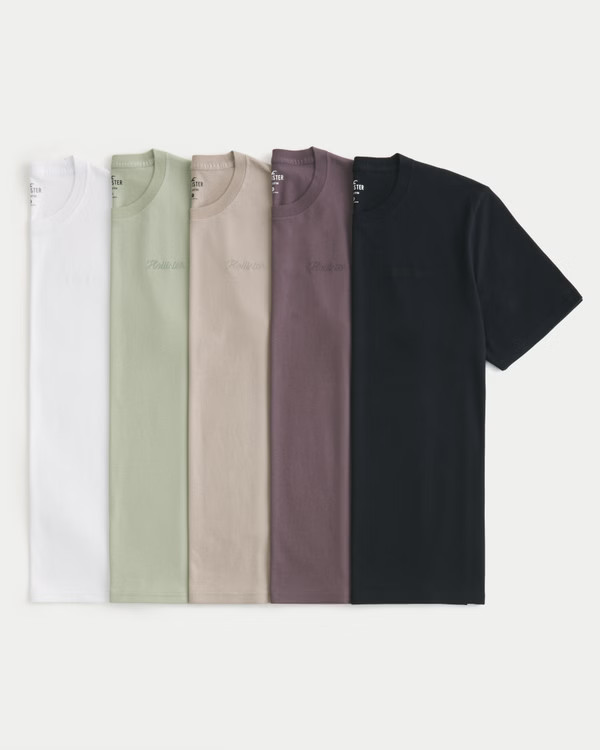 Men's Relaxed Logo Crew T-Shirt 5-Pack | Men's Tops | HollisterCo.com | Hollister (US)