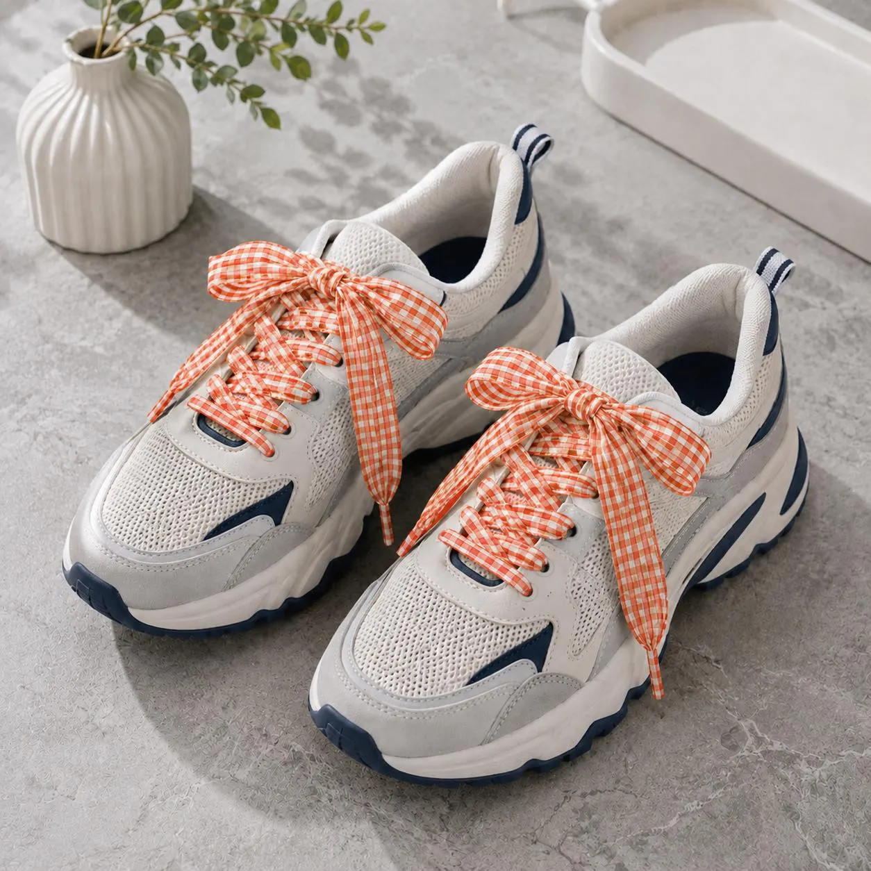 Orange Gingham Shoe Lace | Etsy (Global)